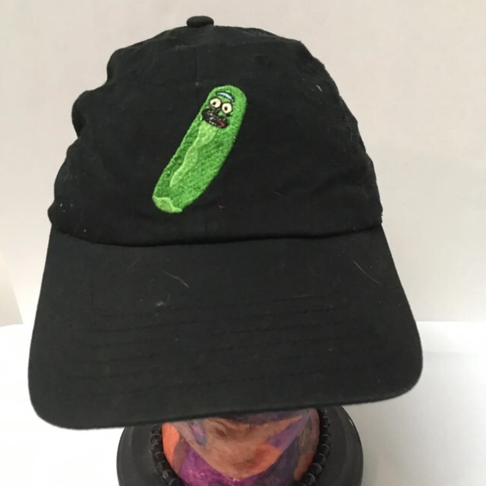 Rick & Morty PICKLE RICK Hat Mens Black Canvas Adjustable Strap Buckle Back